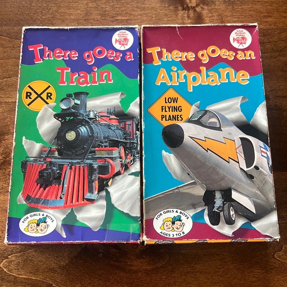 There Goes a Train and There Goes an Airplane VHS tapes Vintage